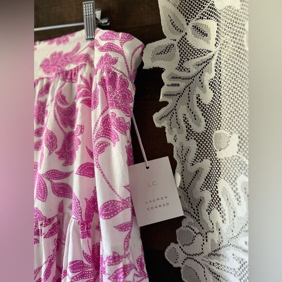 NWT Modern Purple & White Plus Size LC Lauren Conrad Three Tiers Midi Skirt - Picture 10 of 11